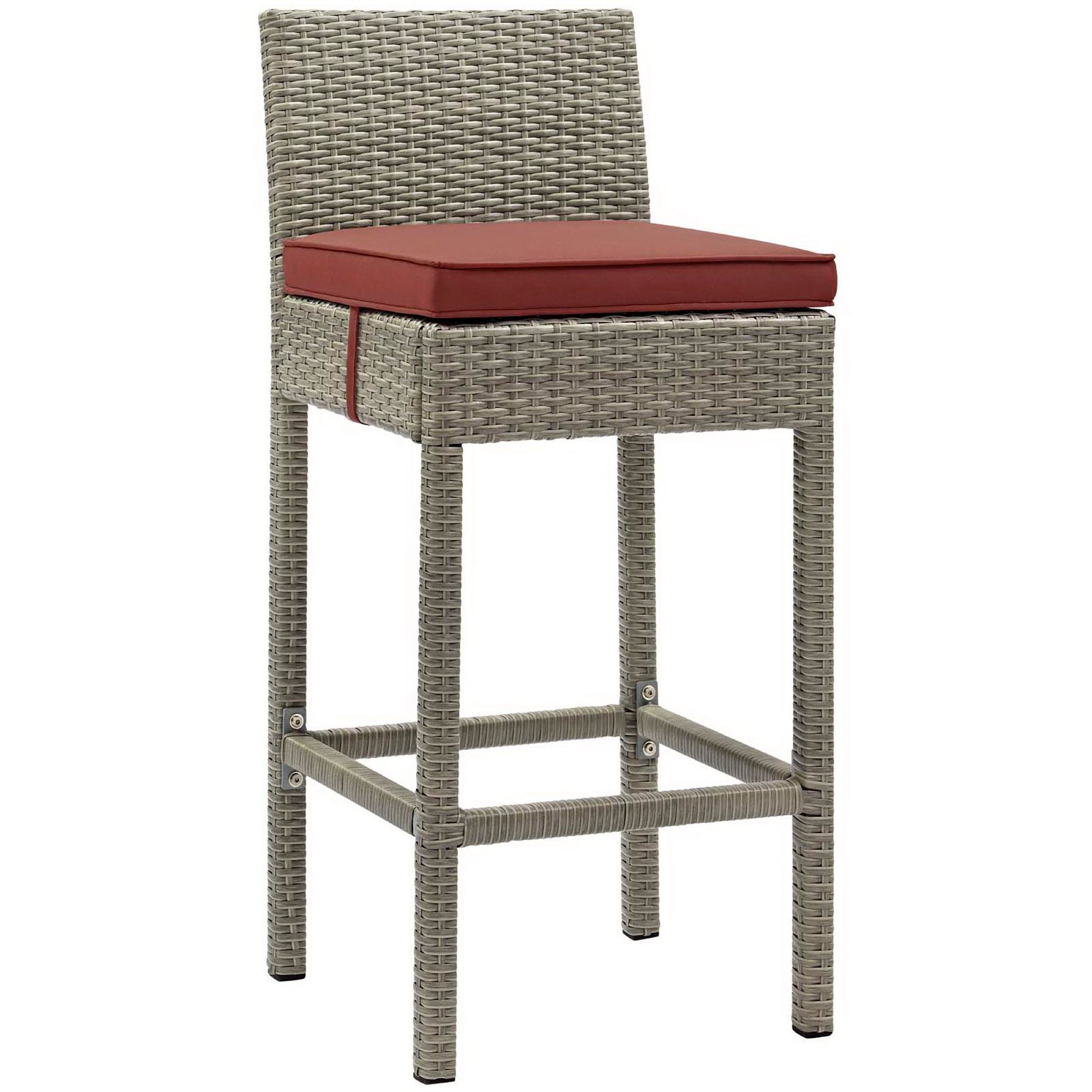 Conduit Outdoor Wicker Rattan Bar Stool - EEI-2800-LGR-CUR