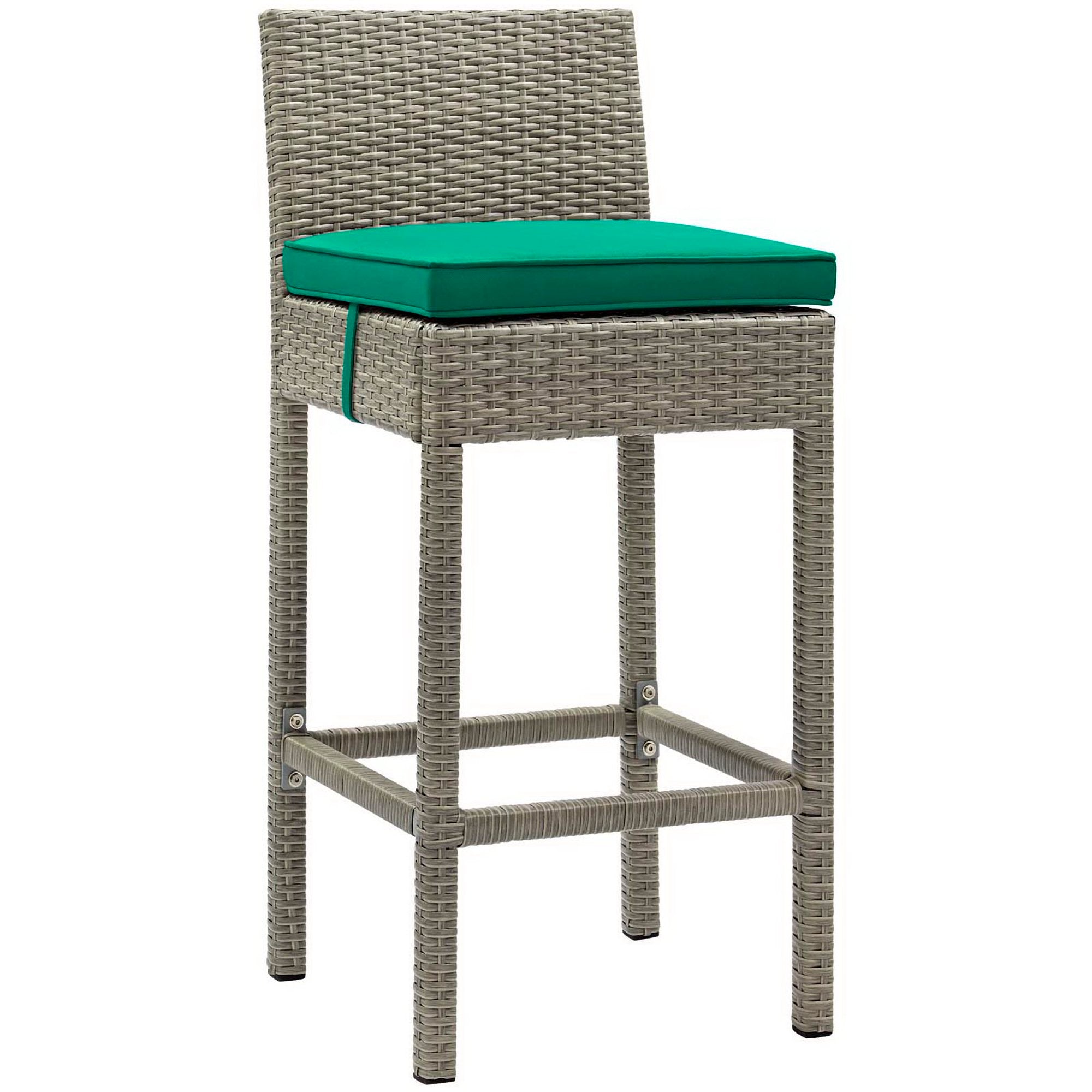 Conduit Outdoor Wicker Rattan Bar Stool - EEI-2800-LGR-GRN