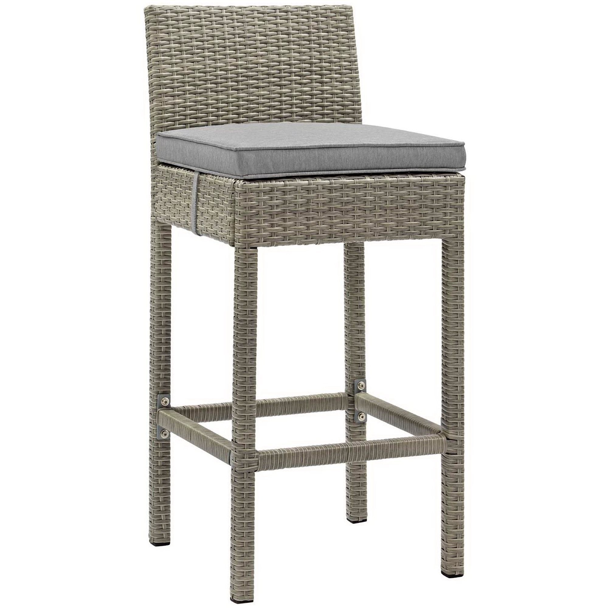 Conduit Outdoor Wicker Rattan Bar Stool - EEI-2800-LGR-GRY