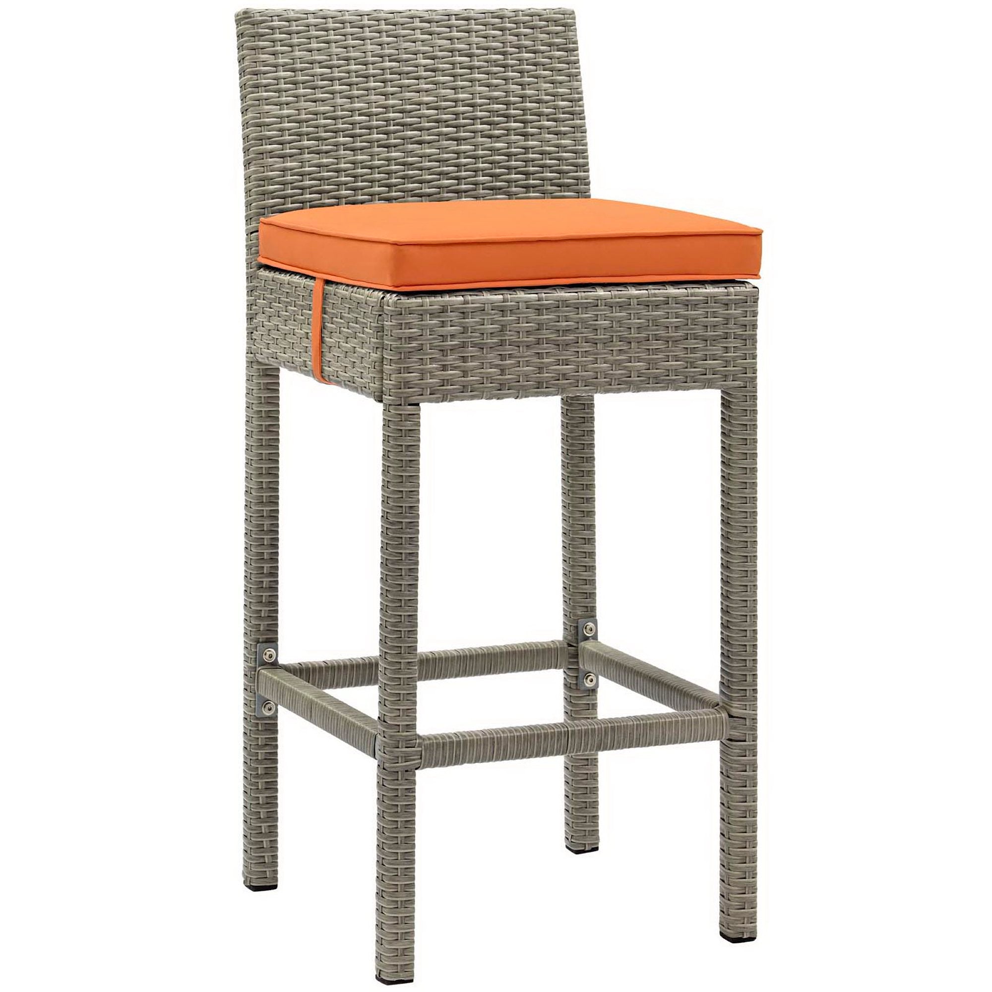 Conduit Outdoor Wicker Rattan Bar Stool - EEI-2800-LGR-ORA
