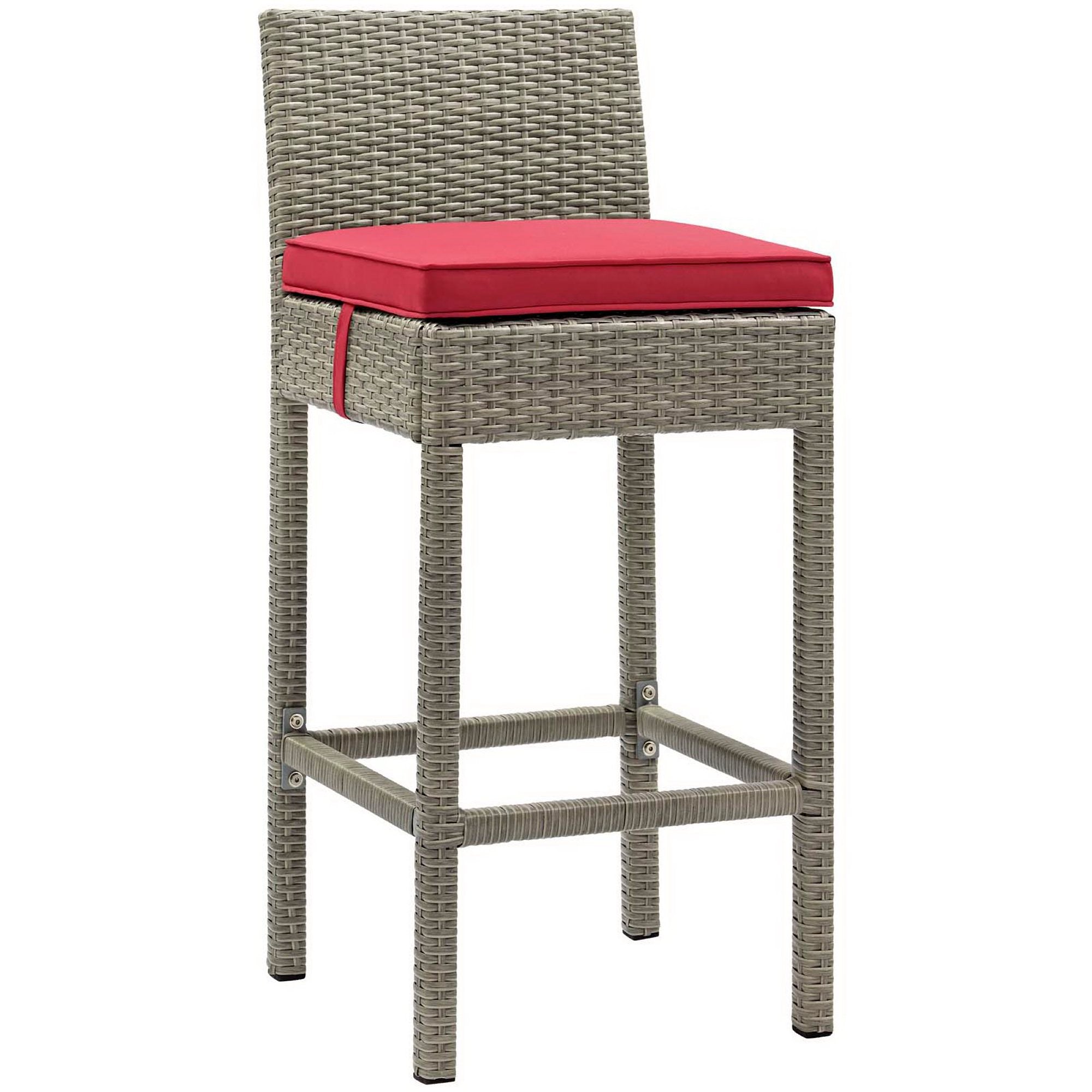 Conduit Outdoor Wicker Rattan Bar Stool - EEI-2800-LGR-RED