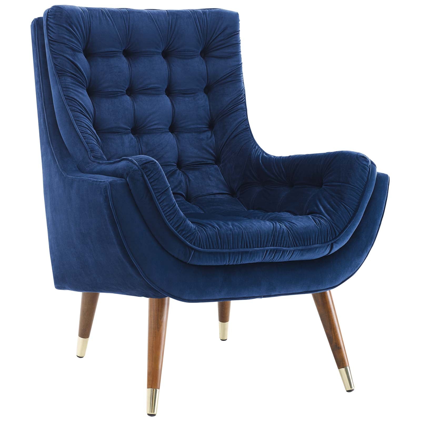 Suggest Button Tufted Performance Velvet Lounge Chair - EEI-3001-NAV