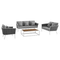 outdoor 4 Piece Outdoor Aluminum Sectional Sofa Set