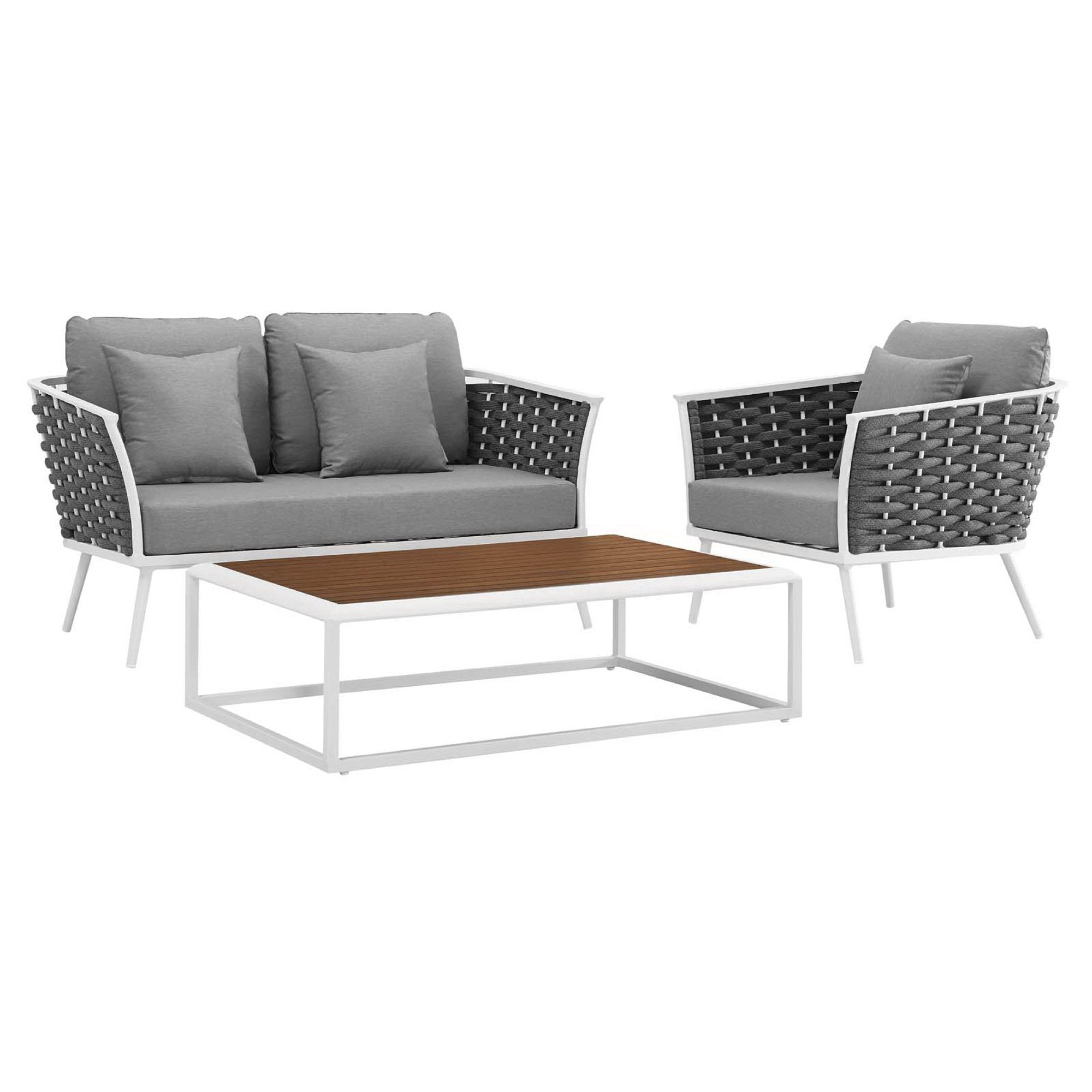 outdoor 3 Piece Outdoor Aluminum Sectional Sofa Set