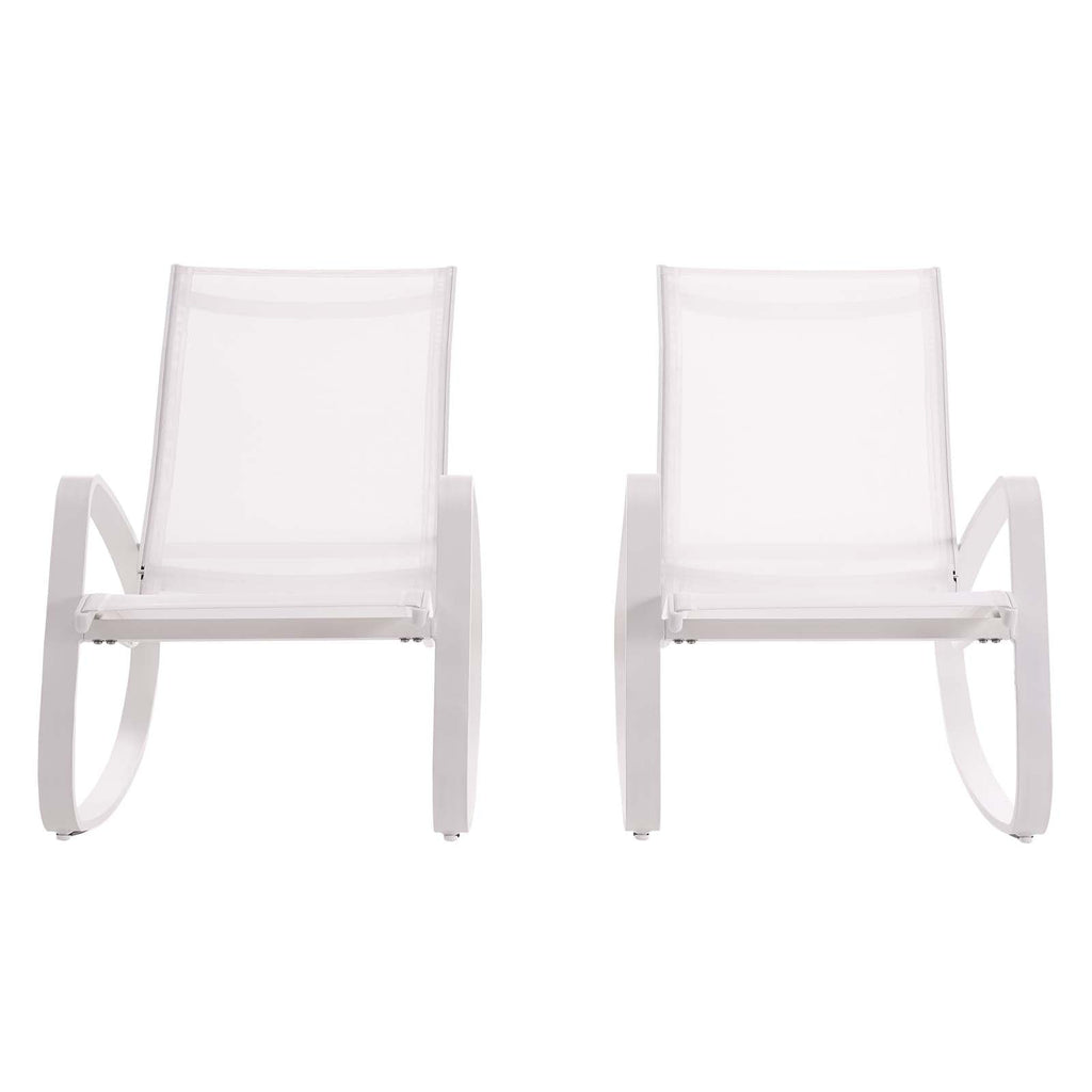 Traveler Rocking Lounge Chair Outdoor Patio Mesh Sling Set of 2