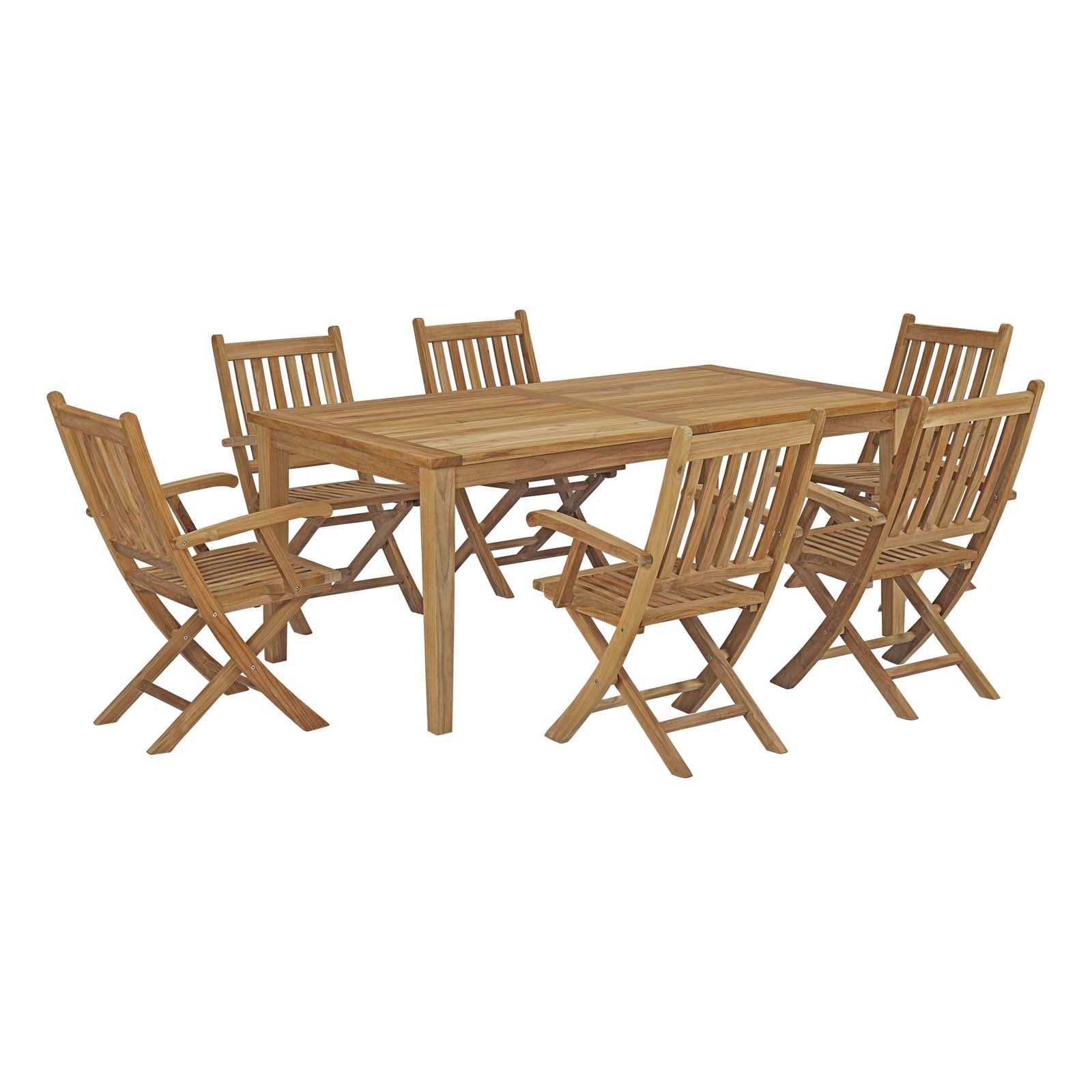 outdoor 7 Piece Outdoor Patio Teak Dining Set