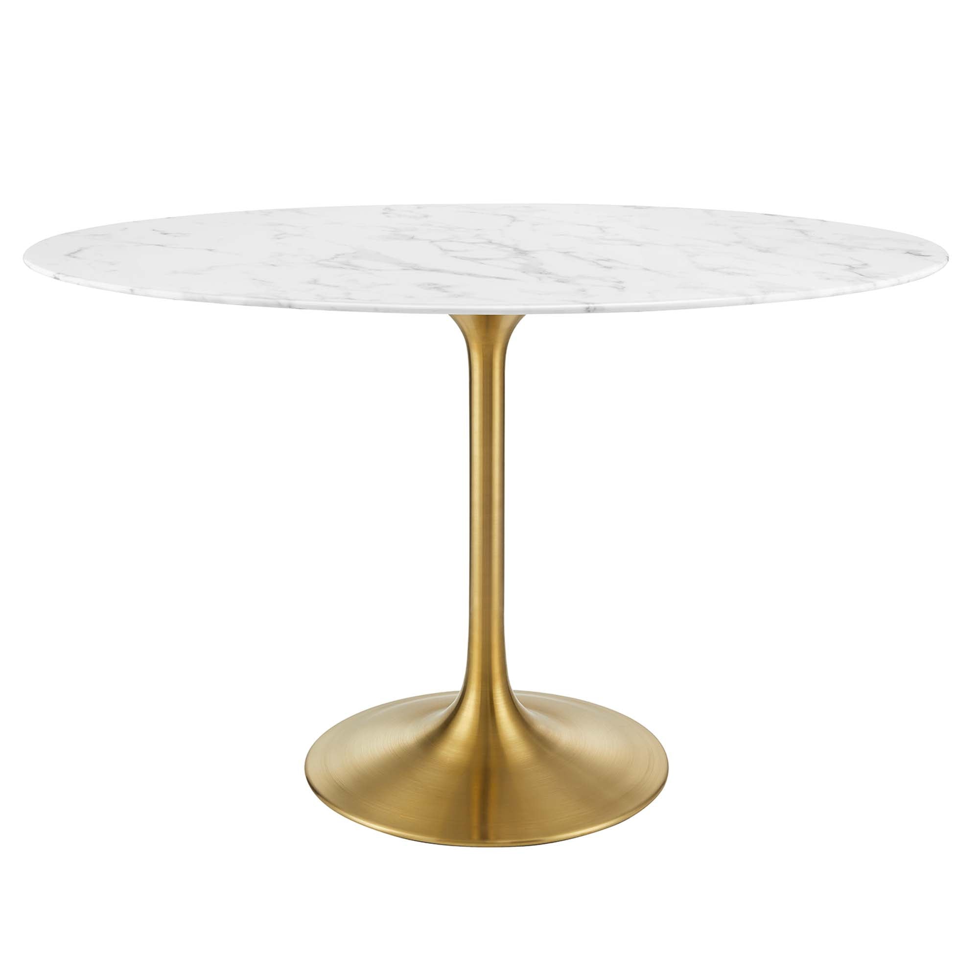 Lippa Oval Artificial Marble Dining Table - EEI-3216-GLD-WHI