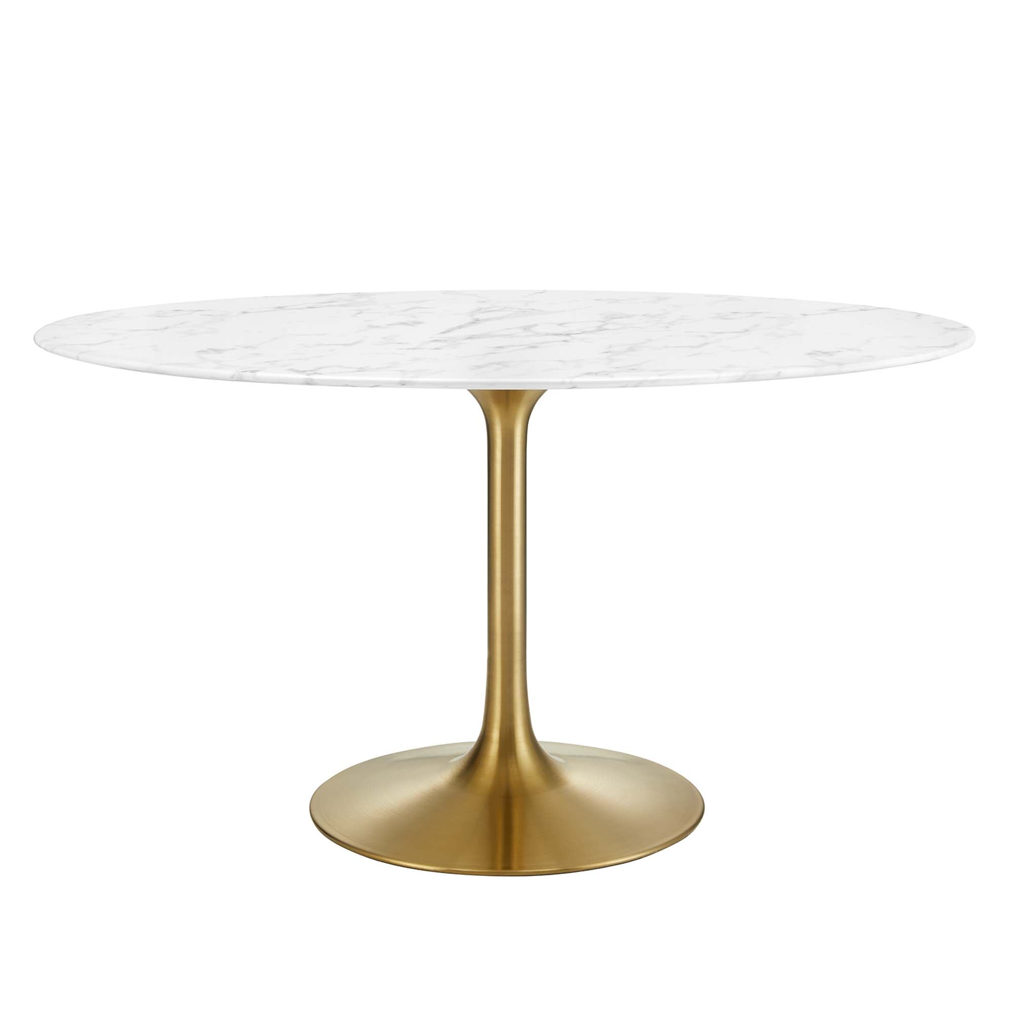 Lippa Oval Artificial Marble Dining Table - EEI-3235-GLD-WHI