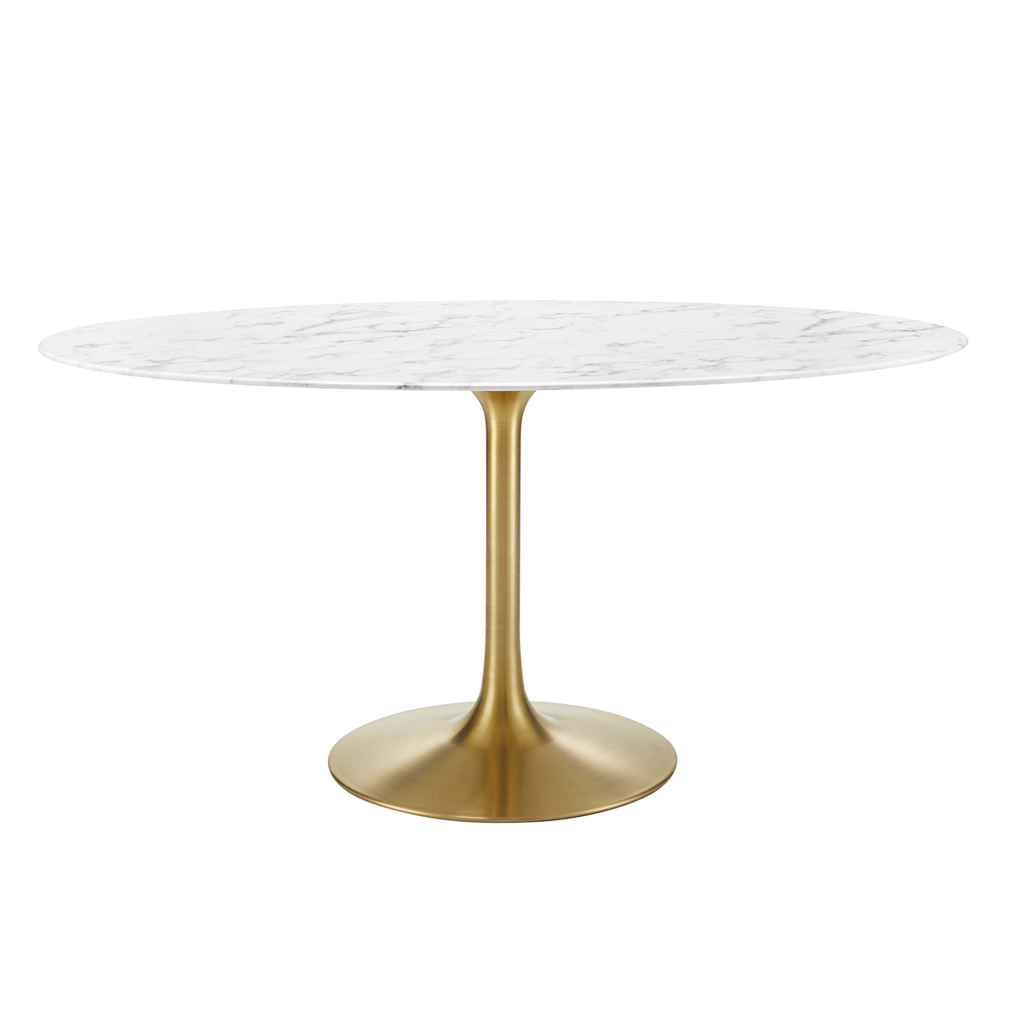 Lippa Oval Artificial Marble Dining Table - EEI-3236-GLD-WHI