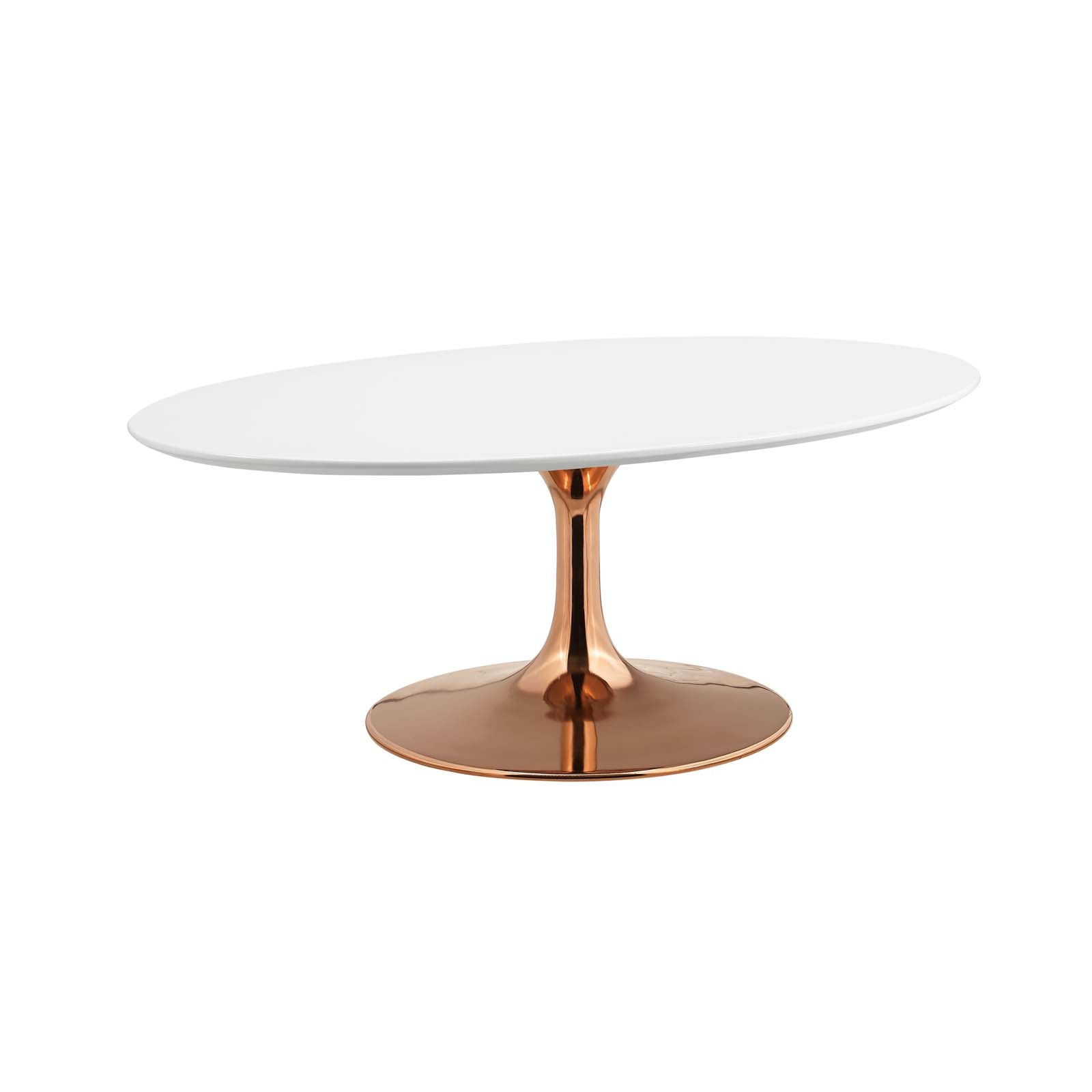 Lippa Oval Wood Coffee Table - EEI-3251-ROS-WHI
