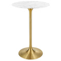 Lippa Round Artificial Marble Bar Table - EEI-3264-GLD-WHI
