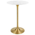 Lippa Round Artificial Marble Bar Table - EEI-3264-GLD-WHI