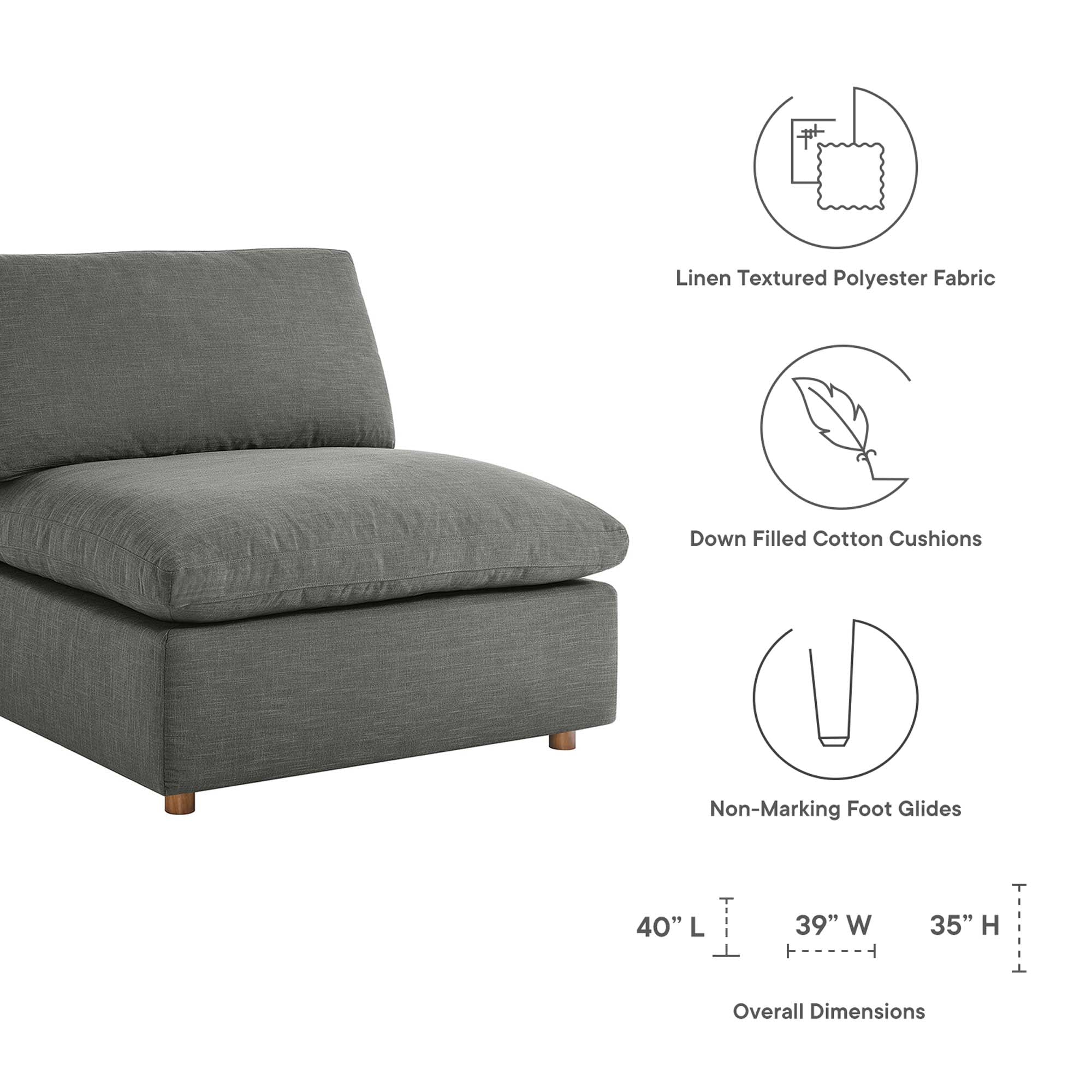 modular Down Filled Overstuffed Armless Chair