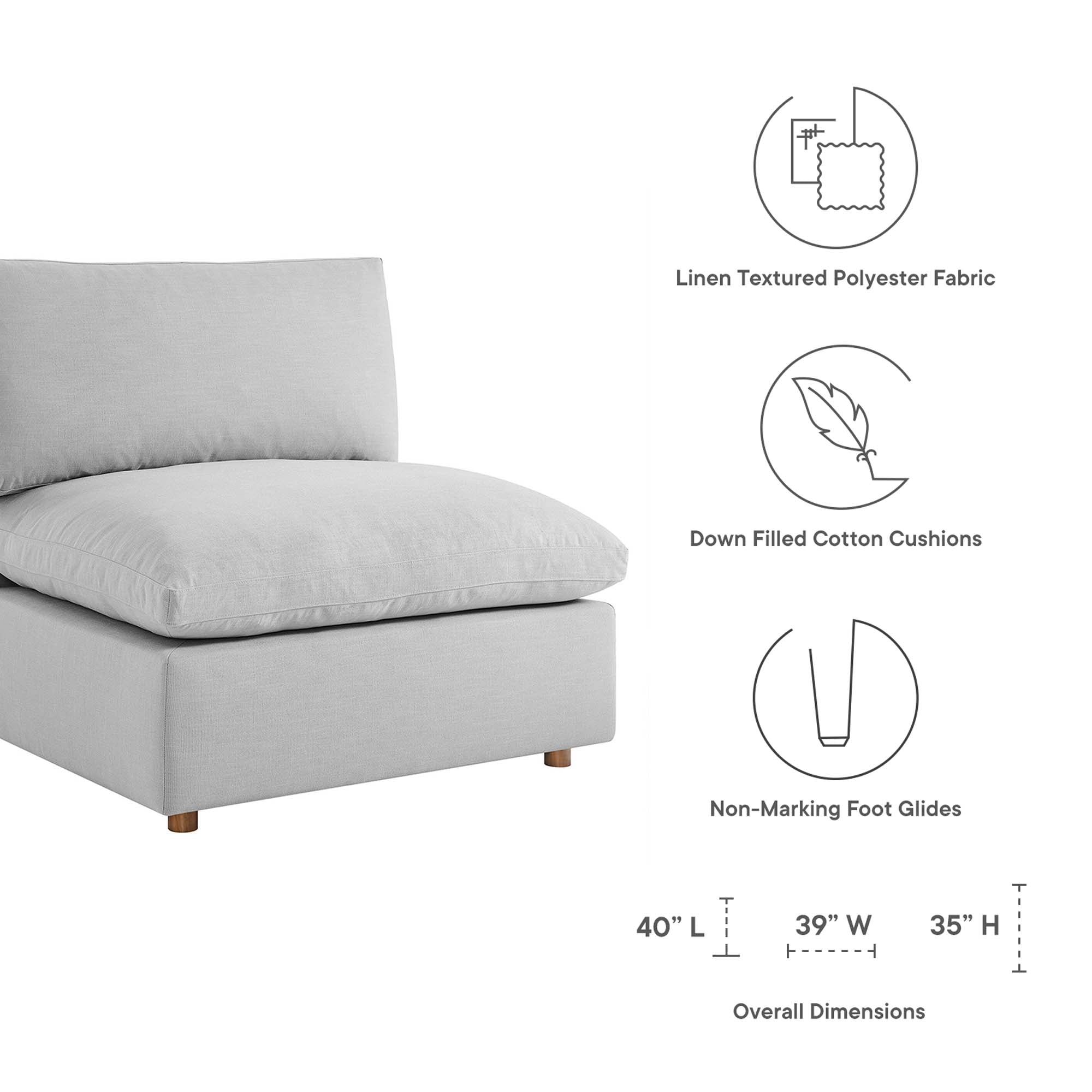 modular Down Filled Overstuffed Armless Chair