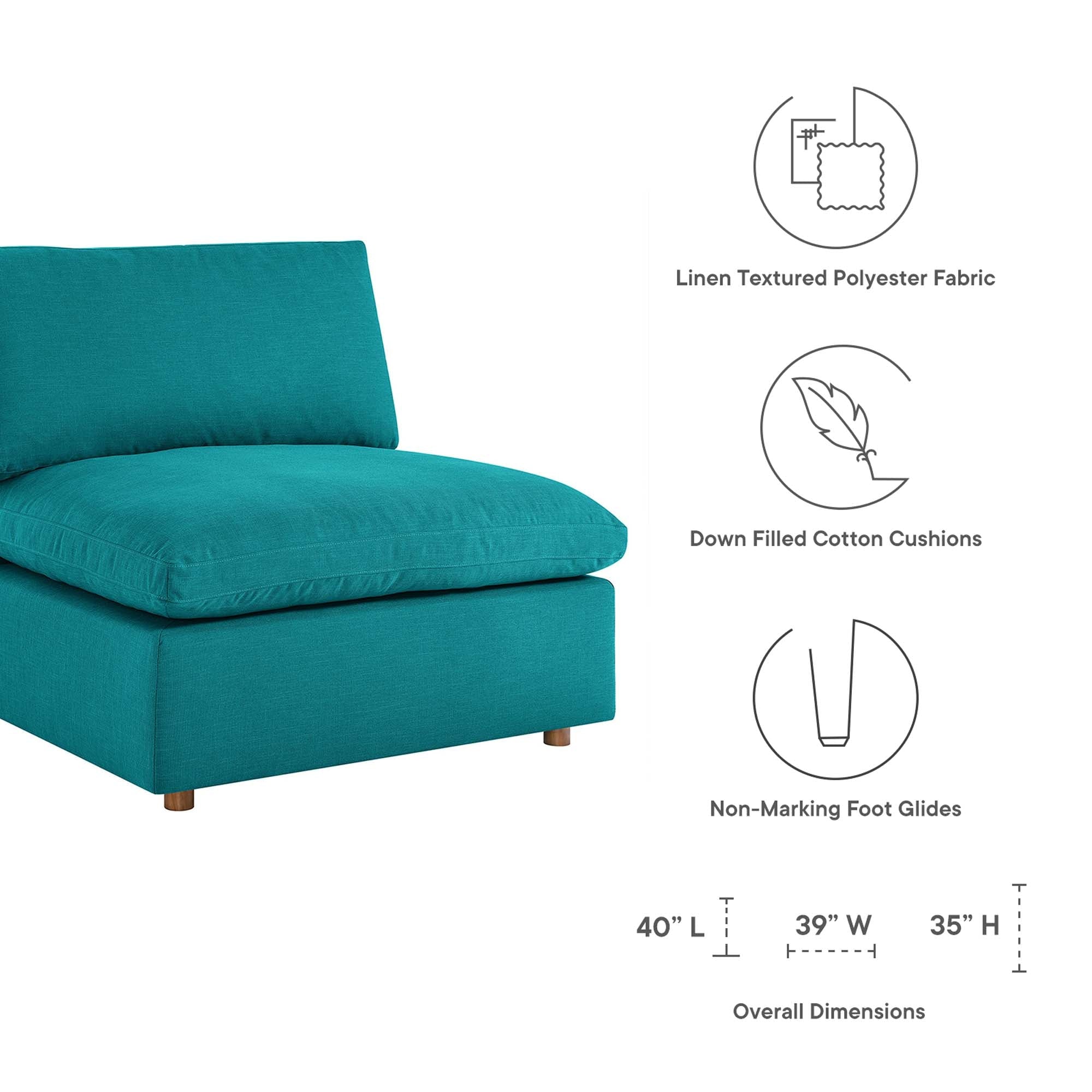 modular Down Filled Overstuffed Armless Chair