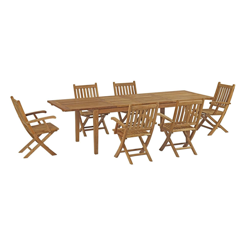 outdoor 7 Piece Outdoor Patio Teak Dining Set