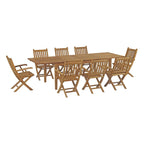 outdoor 9 Piece Outdoor Patio Teak Dining Set