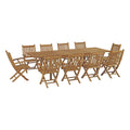 outdoor 11 Piece Outdoor Patio Teak Dining Set