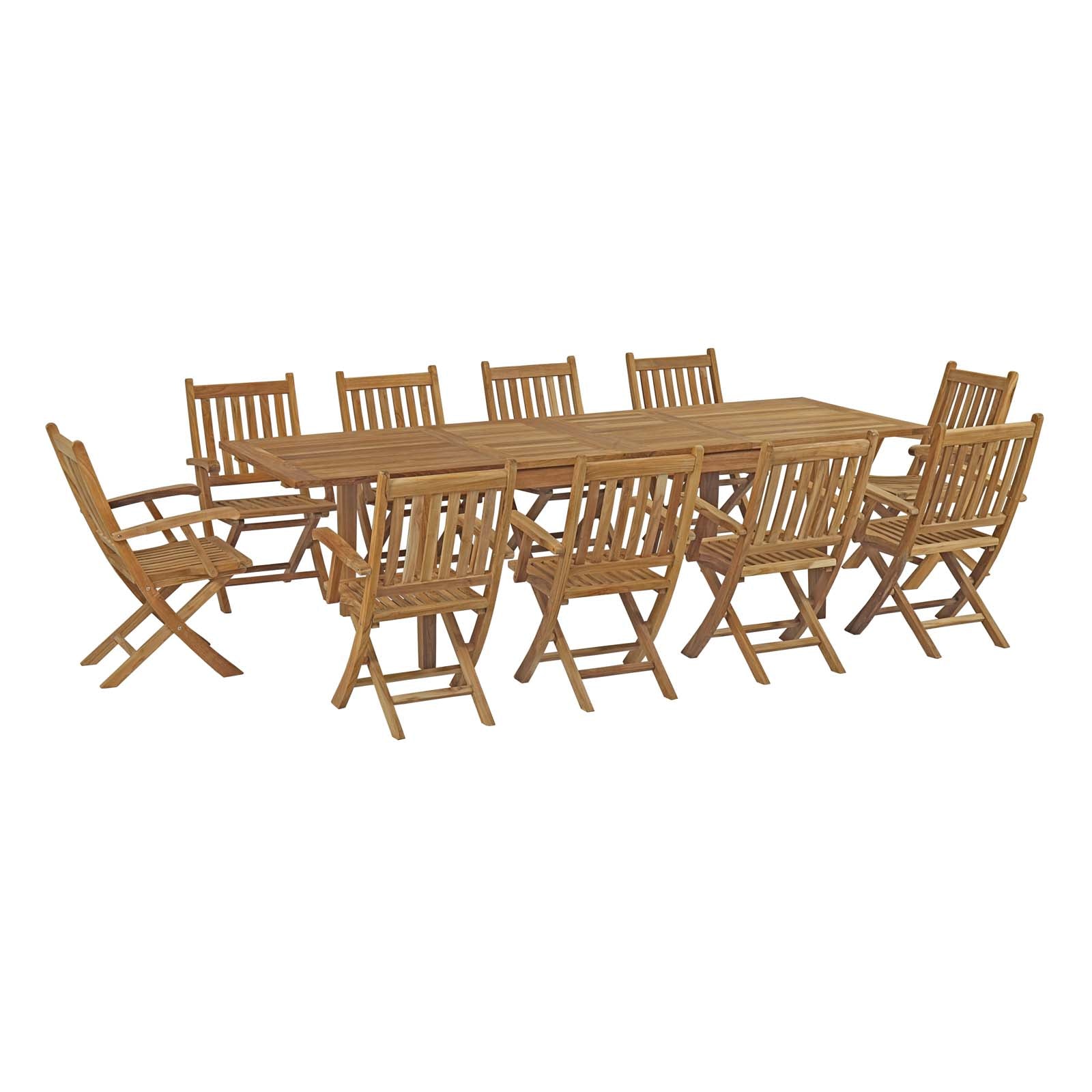 outdoor 11 Piece Outdoor Patio Teak Dining Set