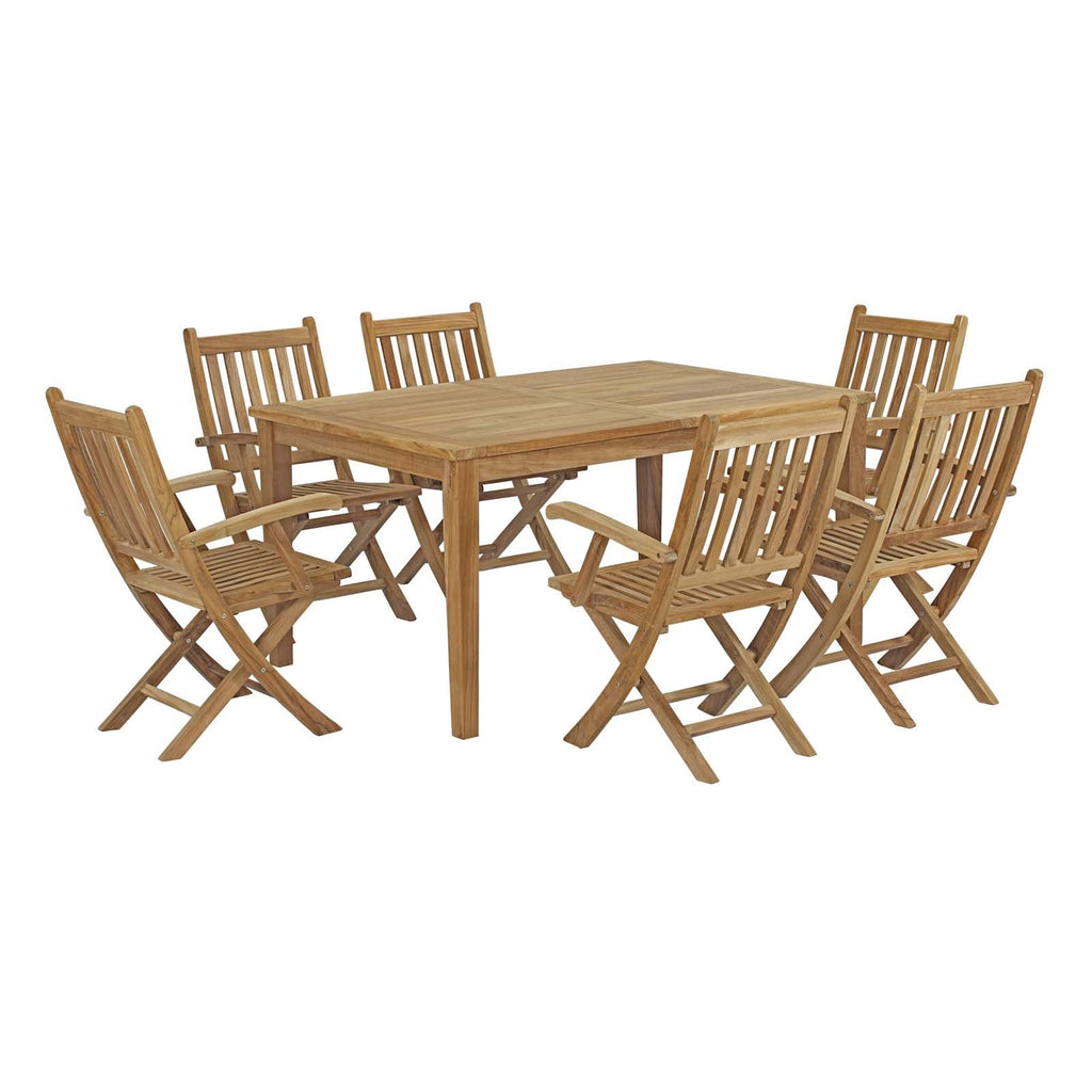 outdoor 7 Piece Outdoor Patio Teak Dining Set