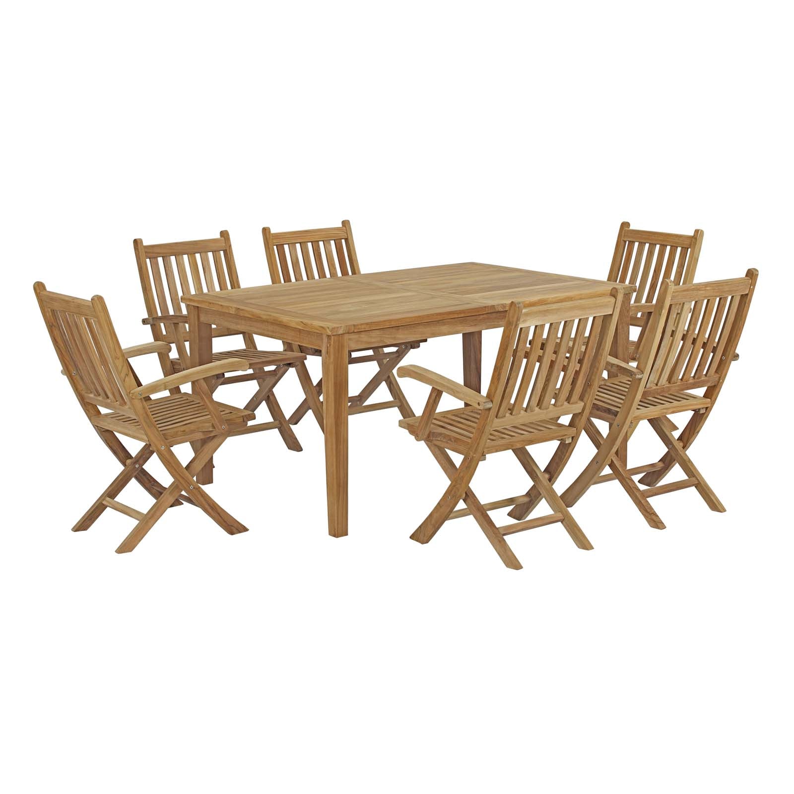 outdoor 7 Piece Outdoor Patio Teak Dining Set
