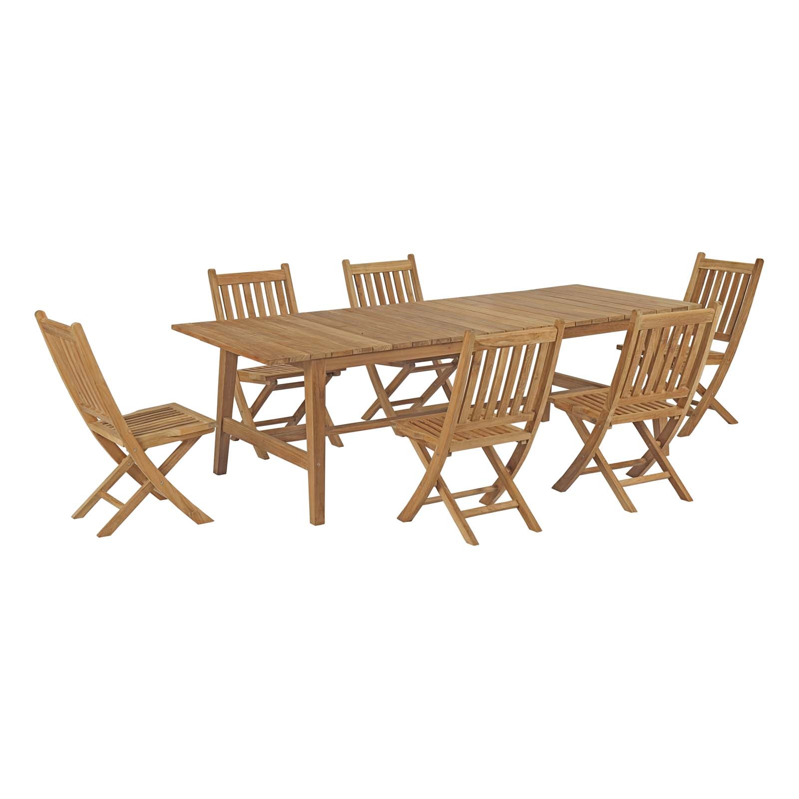 outdoor 7 Piece Outdoor Patio Teak Dining Set