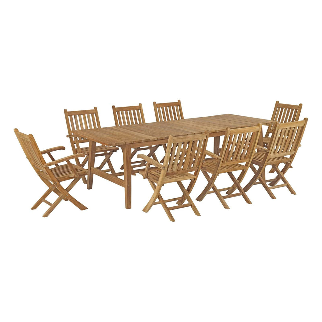 outdoor 9 Piece Outdoor Patio Teak Dining Set