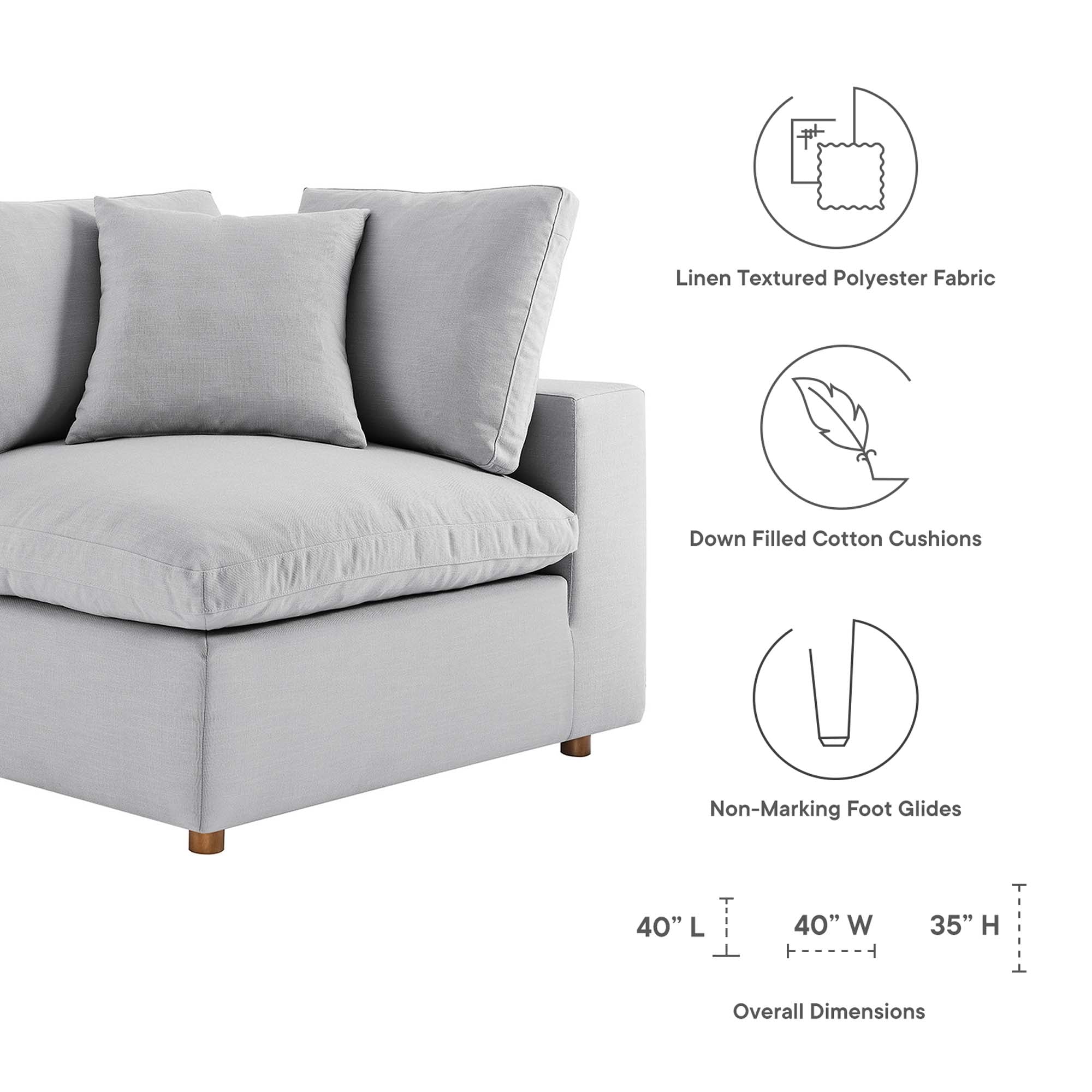 modular Down Filled Overstuffed Corner Chair