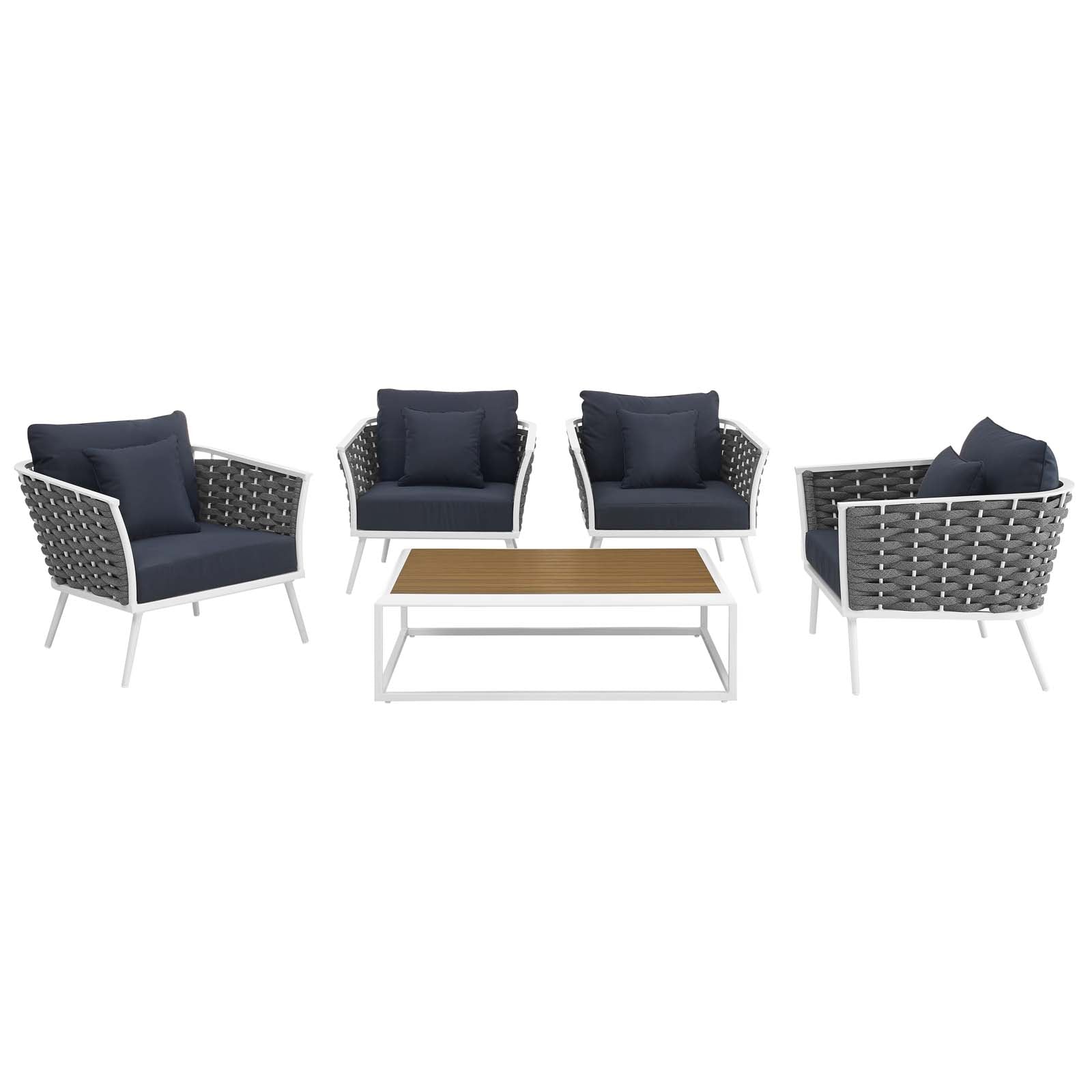 outdoor 5 Piece Outdoor Patio Aluminum Sectional Sofa Set