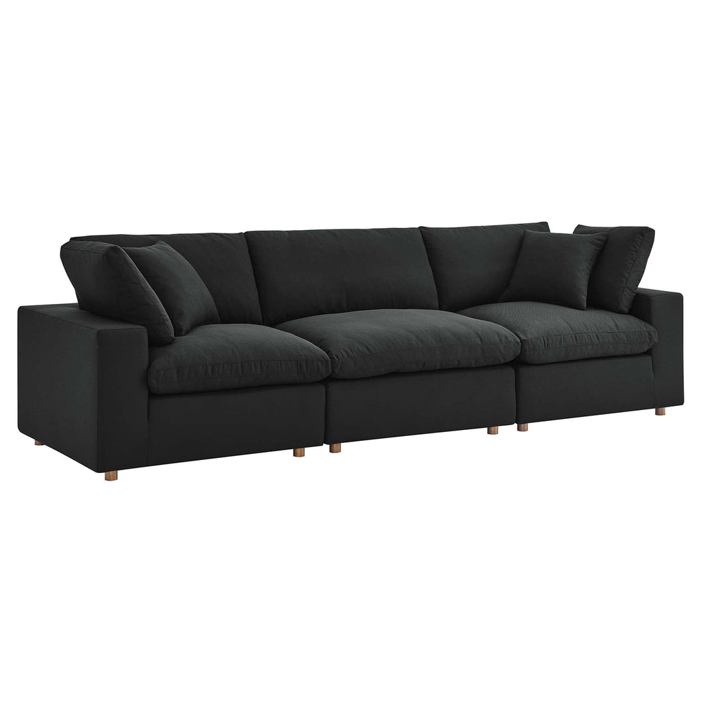 Commix 3 Piece Down Filled Overstuffed Sectional Sofa Set - EEI-3355-BLK