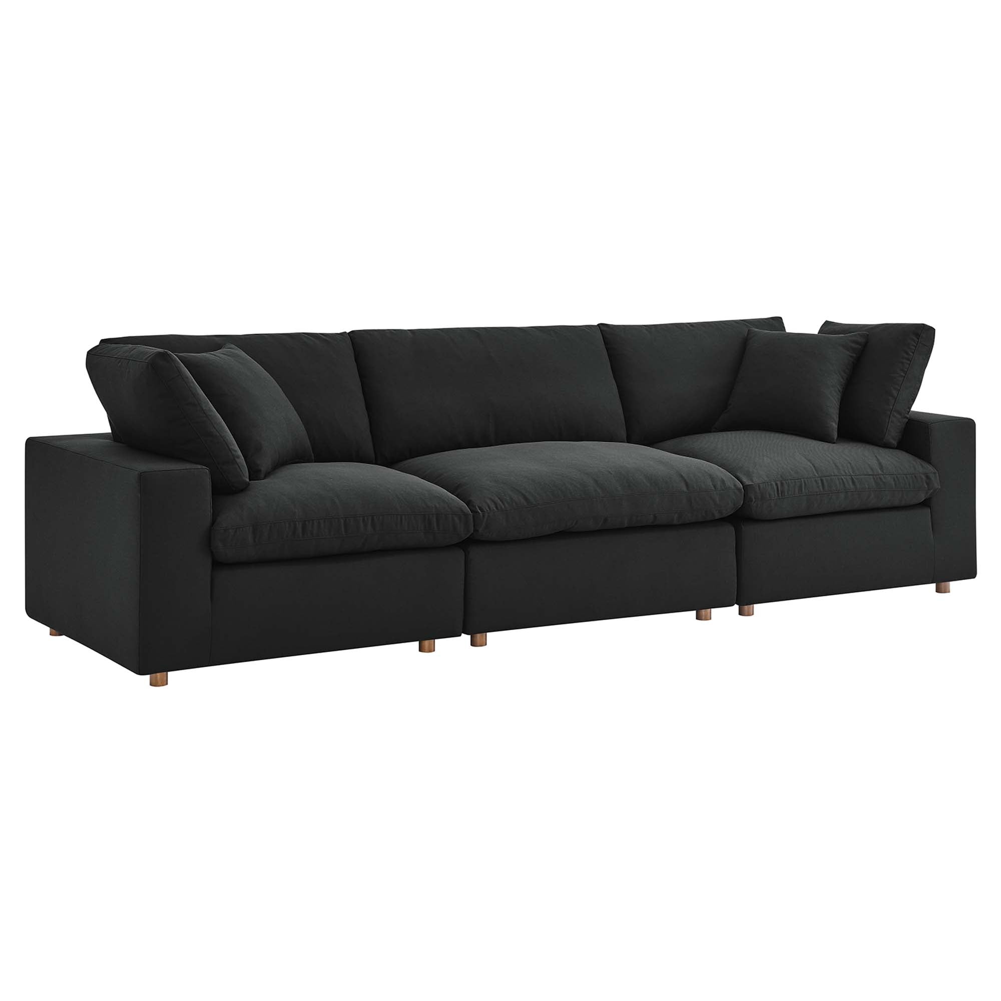 Commix 3 Piece Down Filled Overstuffed Sectional Sofa Set - EEI-3355-BLK
