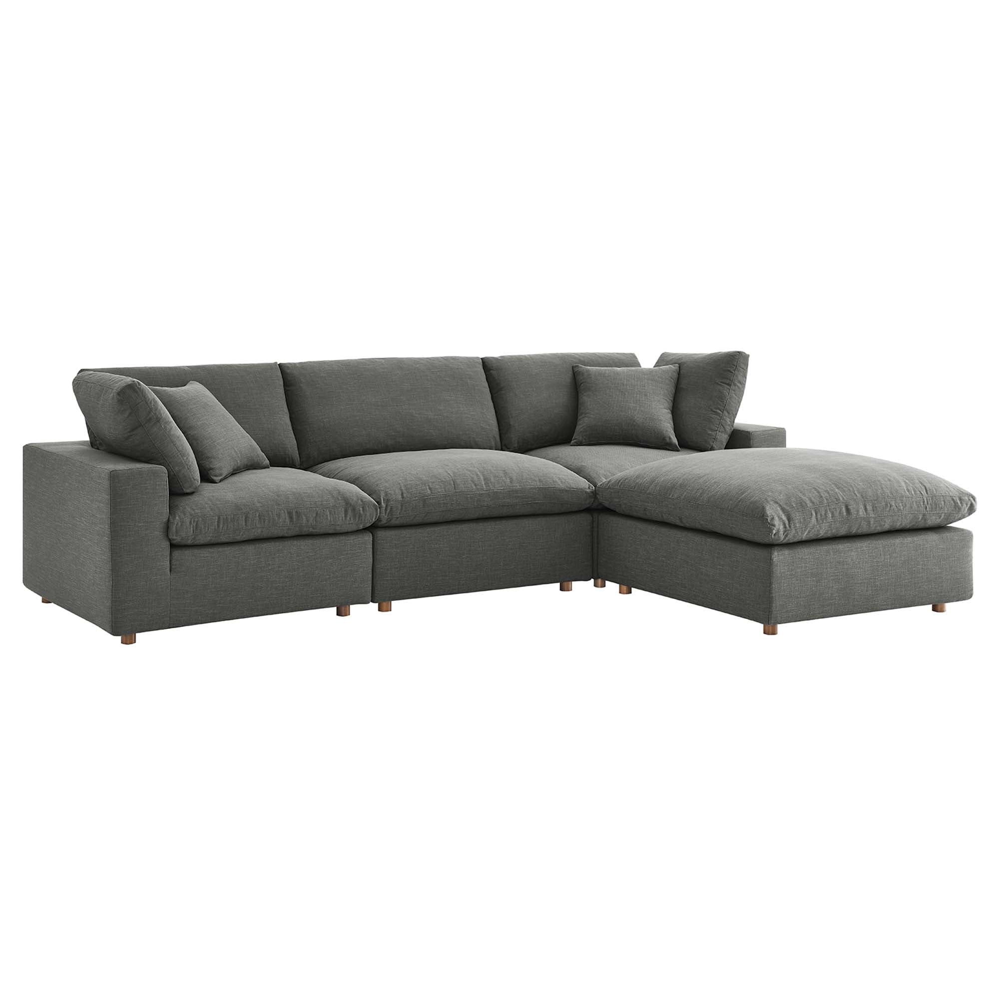 modular 4 Piece Down Filled Overstuffed Sectional Sofa Set