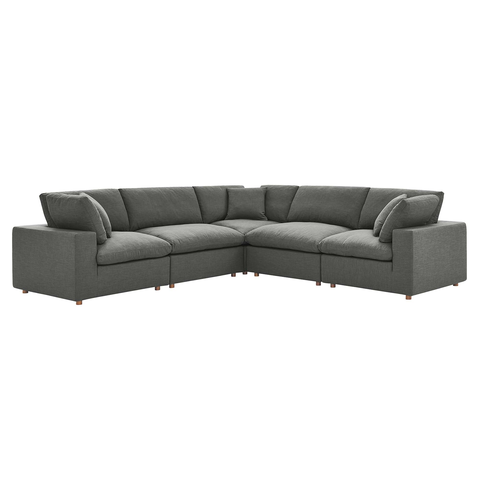 modular 5 Piece Down Filled Overstuffed Sectional Sofa