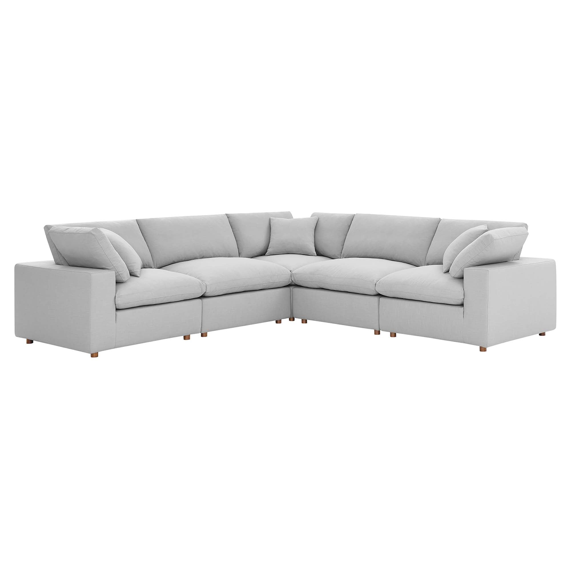 modular 5 Piece Down Filled Overstuffed Sectional Sofa