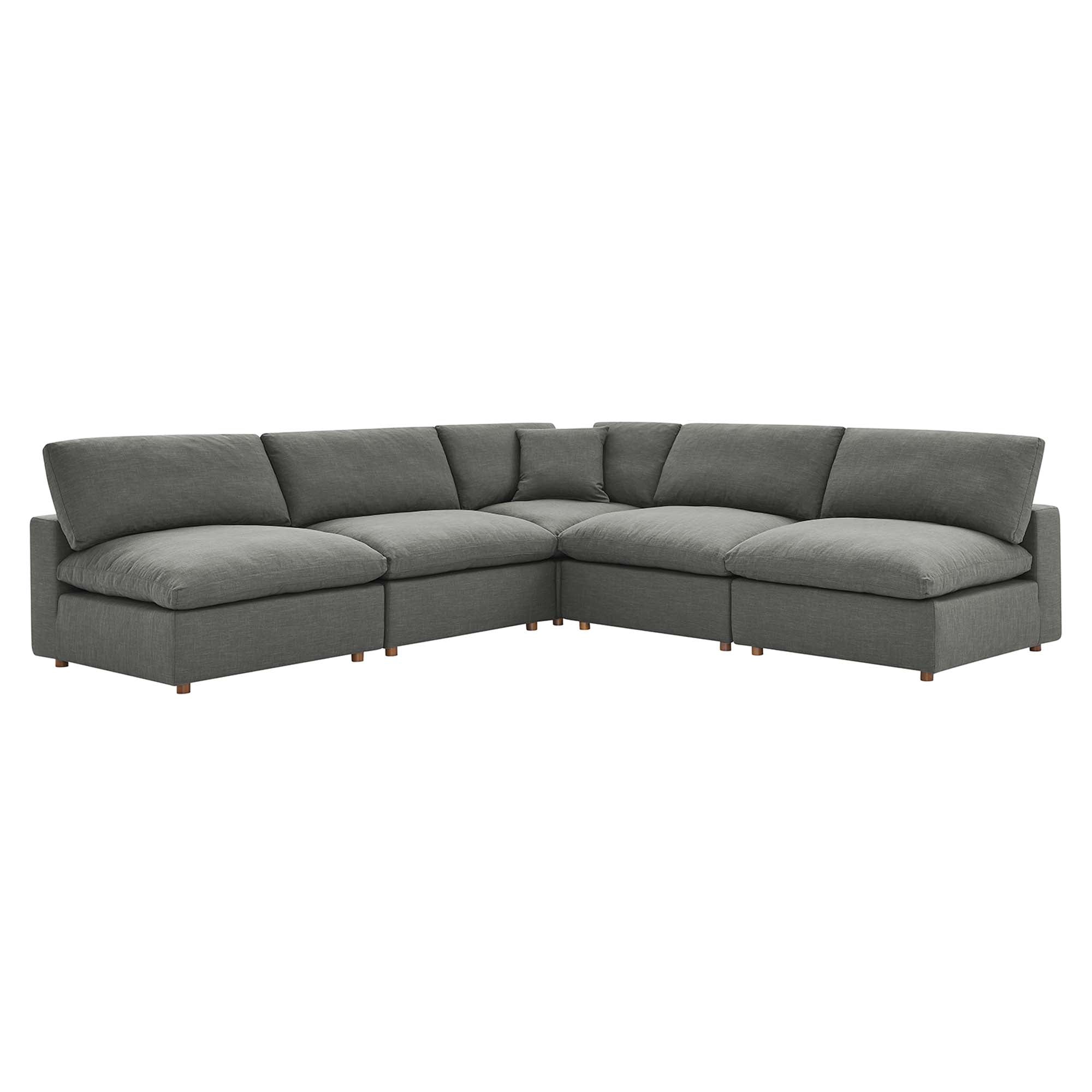 modular 5-Piece Down Filled Overstuffed Armless Sectional Sofa