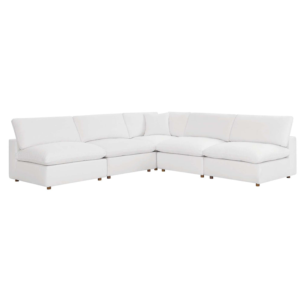 modular 5-Piece Down Filled Overstuffed Armless Sectional Sofa