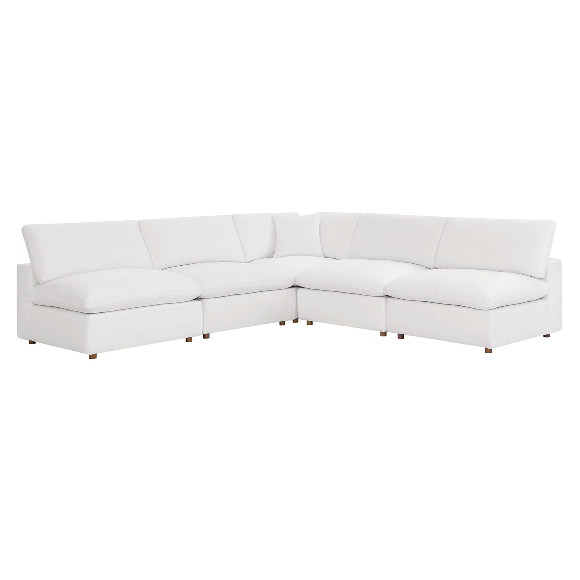 modular 5-Piece Down Filled Overstuffed Armless Sectional Sofa