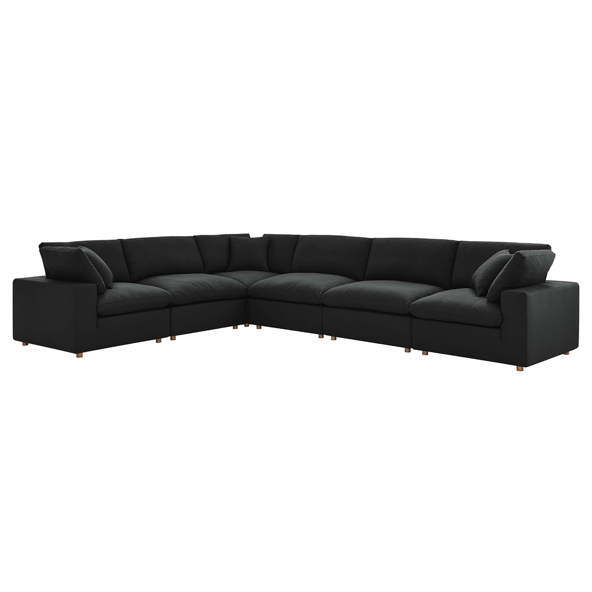 modular 6 Piece Down Filled Overstuffed Sectional Sofa Set