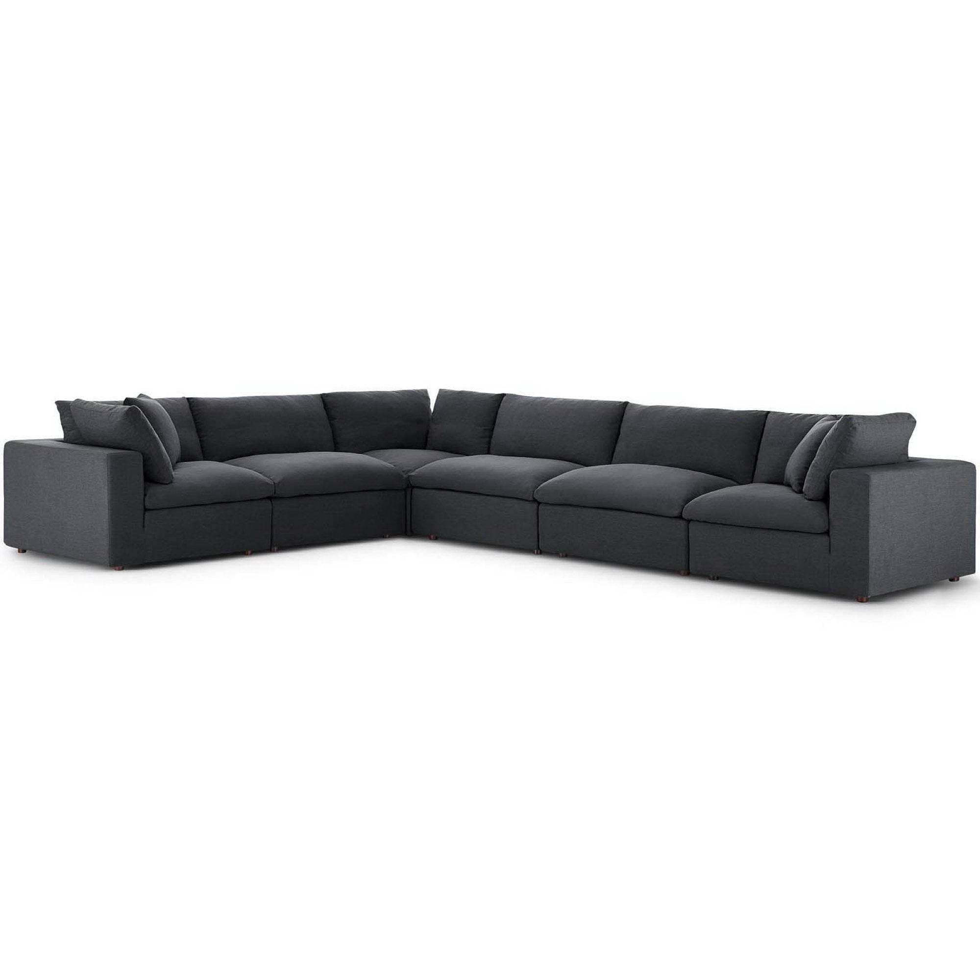 modular 6 Piece Down Filled Overstuffed Sectional Sofa Set