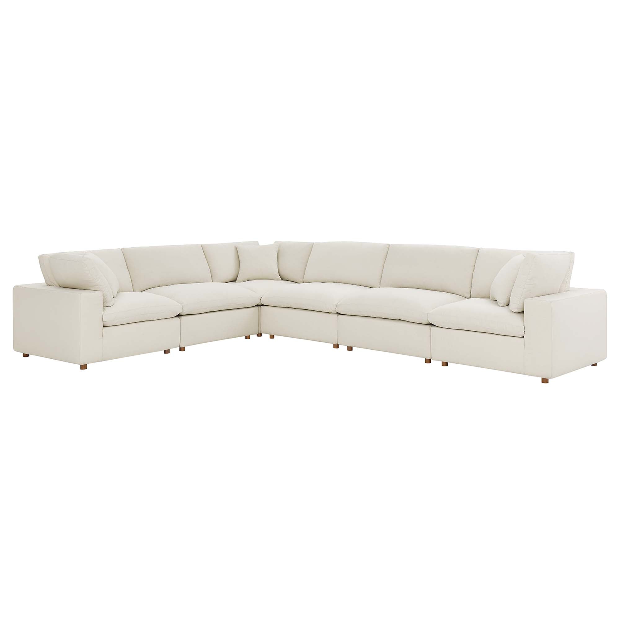 modular 6 Piece Down Filled Overstuffed Sectional Sofa Set