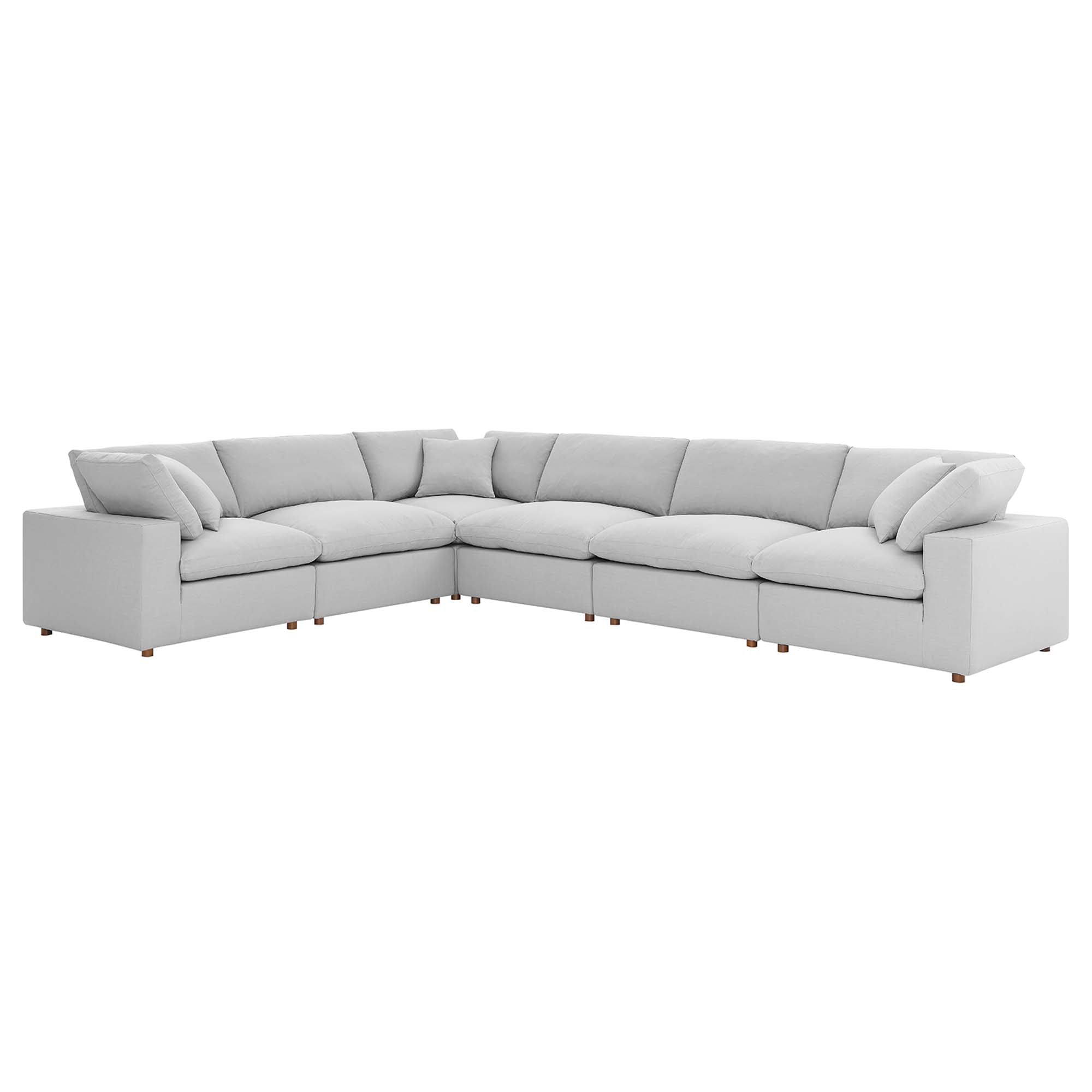 modular 6 Piece Down Filled Overstuffed Sectional Sofa Set