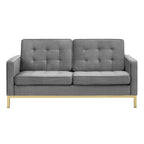 Loft Gold Stainless Steel Leg Performance Velvet Loveseat