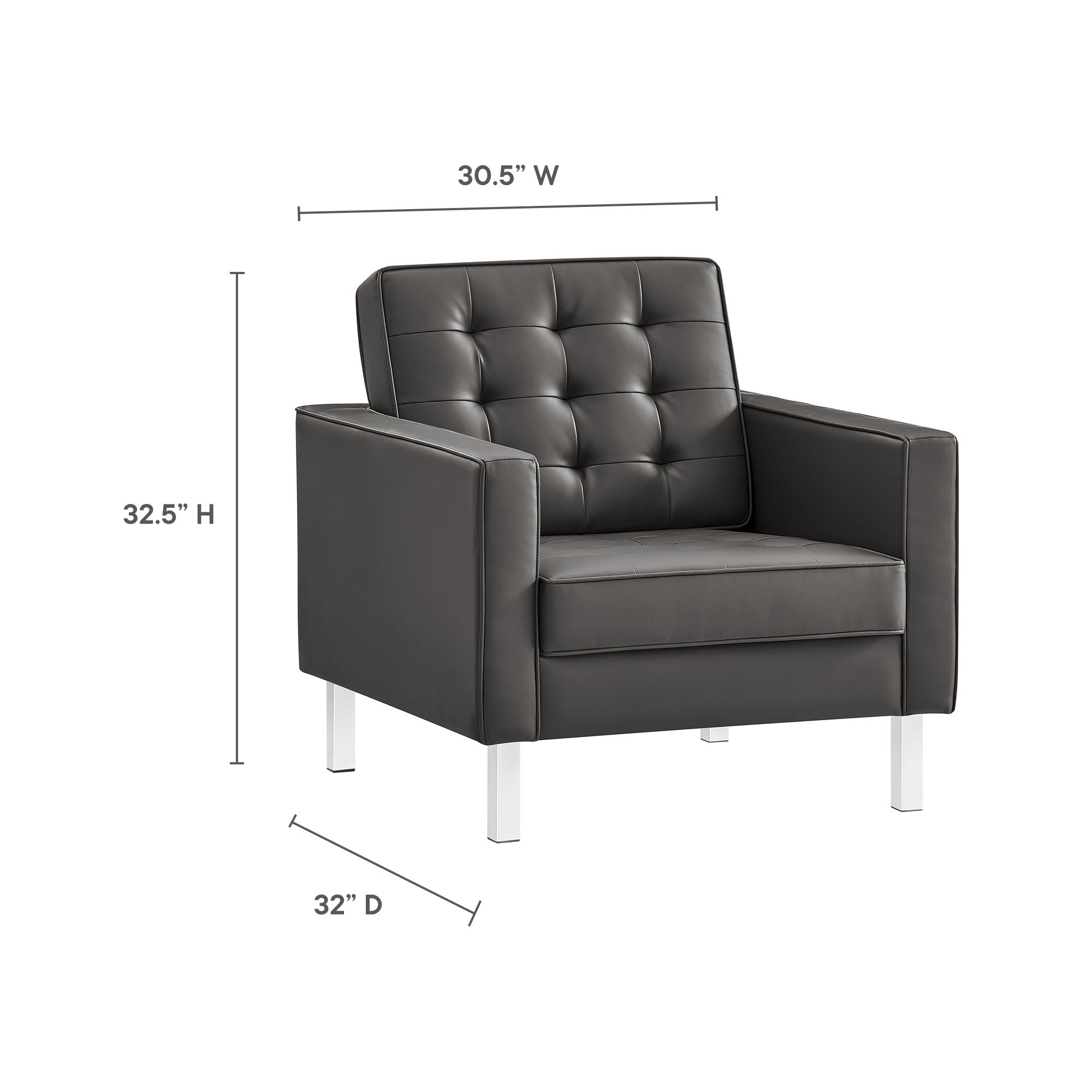 Loft Tufted Vegan Leather Armchairs - Set of 2
