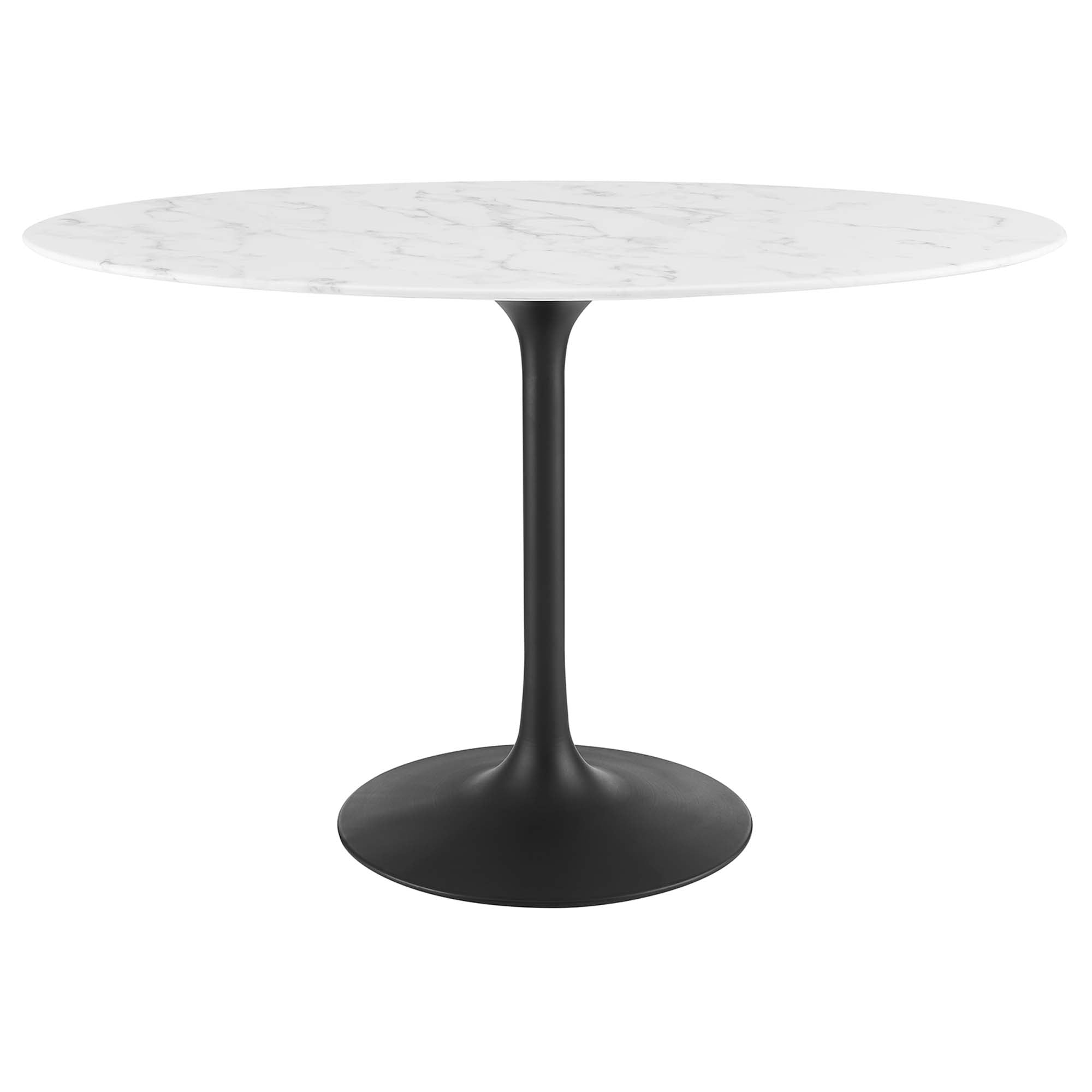 Lippa Oval Artificial Marble Dining Table - EEI-3518-BLK-WHI