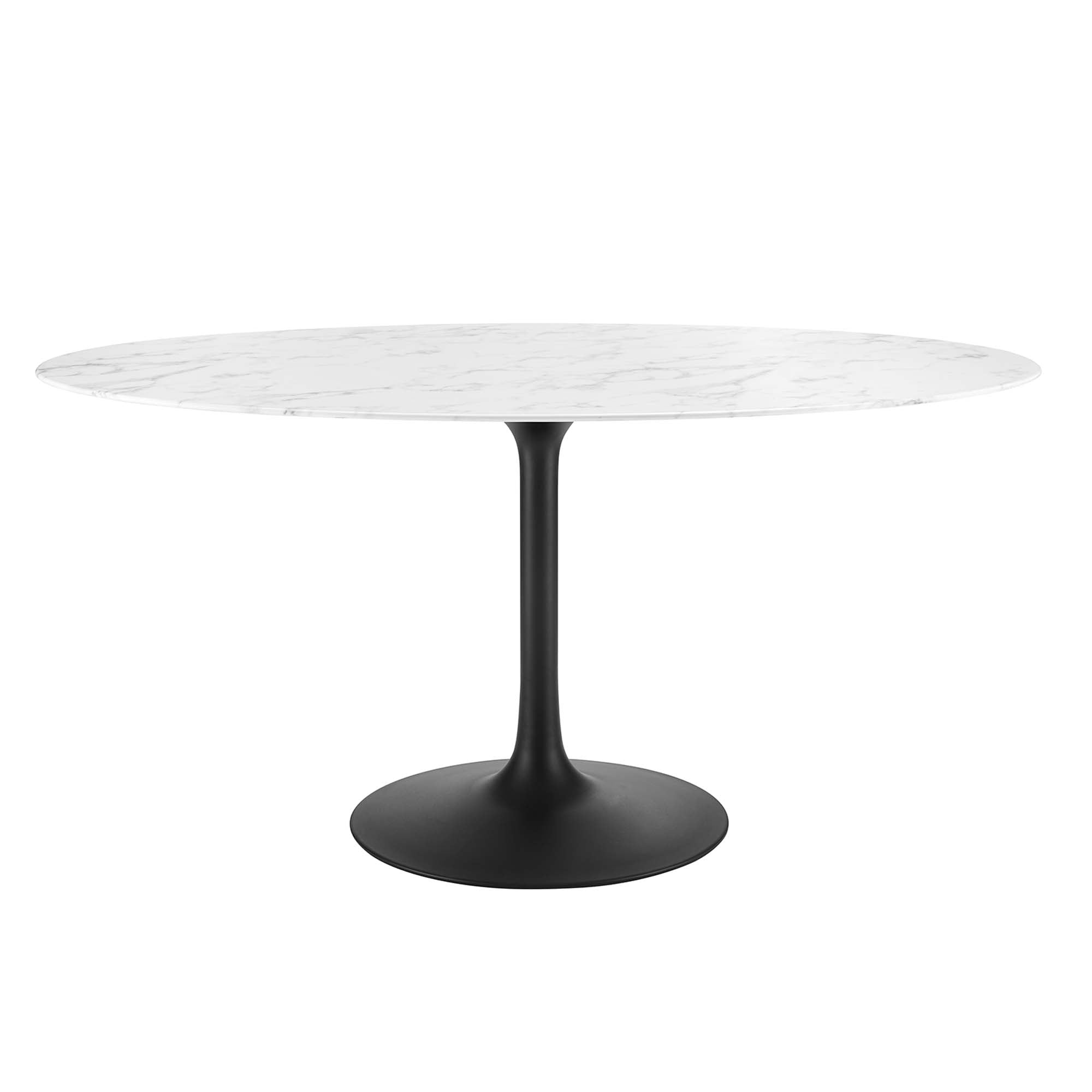 Lippa Oval Artificial Marble Dining Table - EEI-3531-BLK-WHI