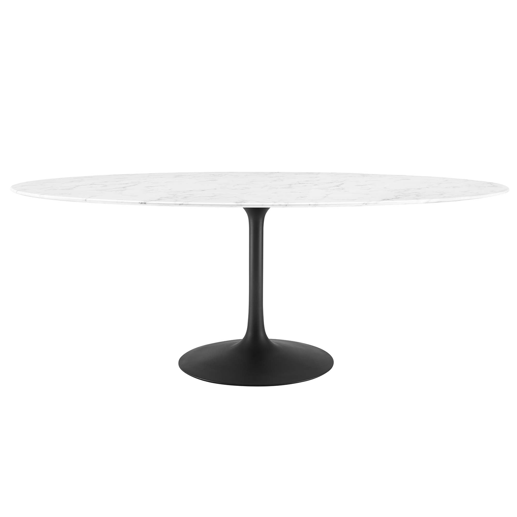 Lippa Oval Artificial Marble Dining Table - EEI-3542-BLK-WHI