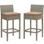 Conduit Outdoor Wicker Rattan Bar Stool Set of 2