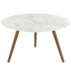Lippa Round Artificial Marble Coffee Table with Tripod Base