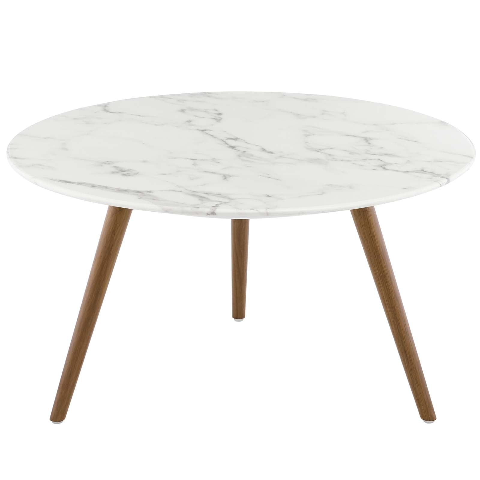 Lippa Round Artificial Marble Coffee Table with Tripod Base
