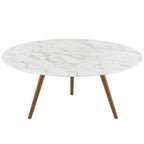 Lippa Round Artificial Marble Coffee Table with Tripod Base